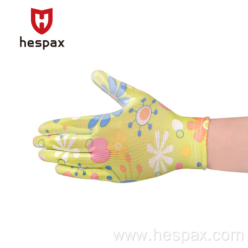 Hespax Women 13G Gardening Gloves PU Palm Dipped